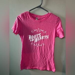 Next Level Apparel Hot Pink 'Boots and Hearts' Graphic Tee